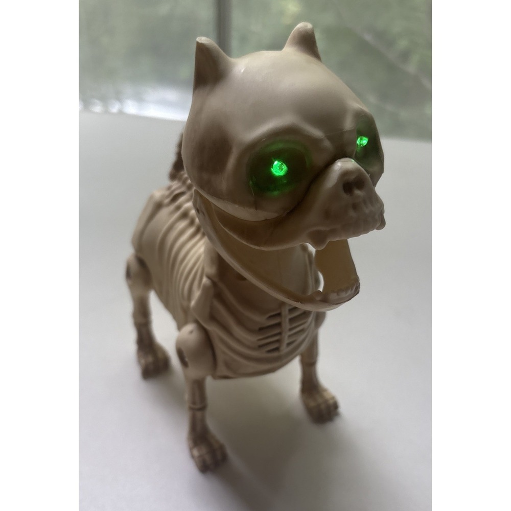 Small Skeleton Dog Animated Halloween Green Flashing Eyes Barking TESTED WORKS